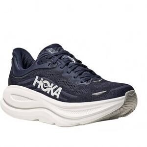 NEW HOKA men's bondi 9 shoe in varsity navy white